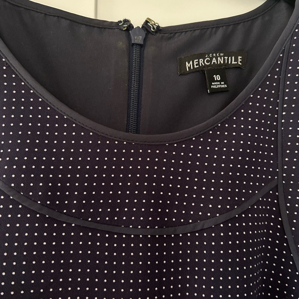 J.Crew Factory Navy Polkadot Suiting Dress
